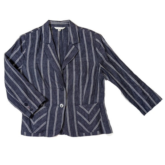 CAbi Linen Pinstripe Jacket  Size 8 - Picture 1 of 5